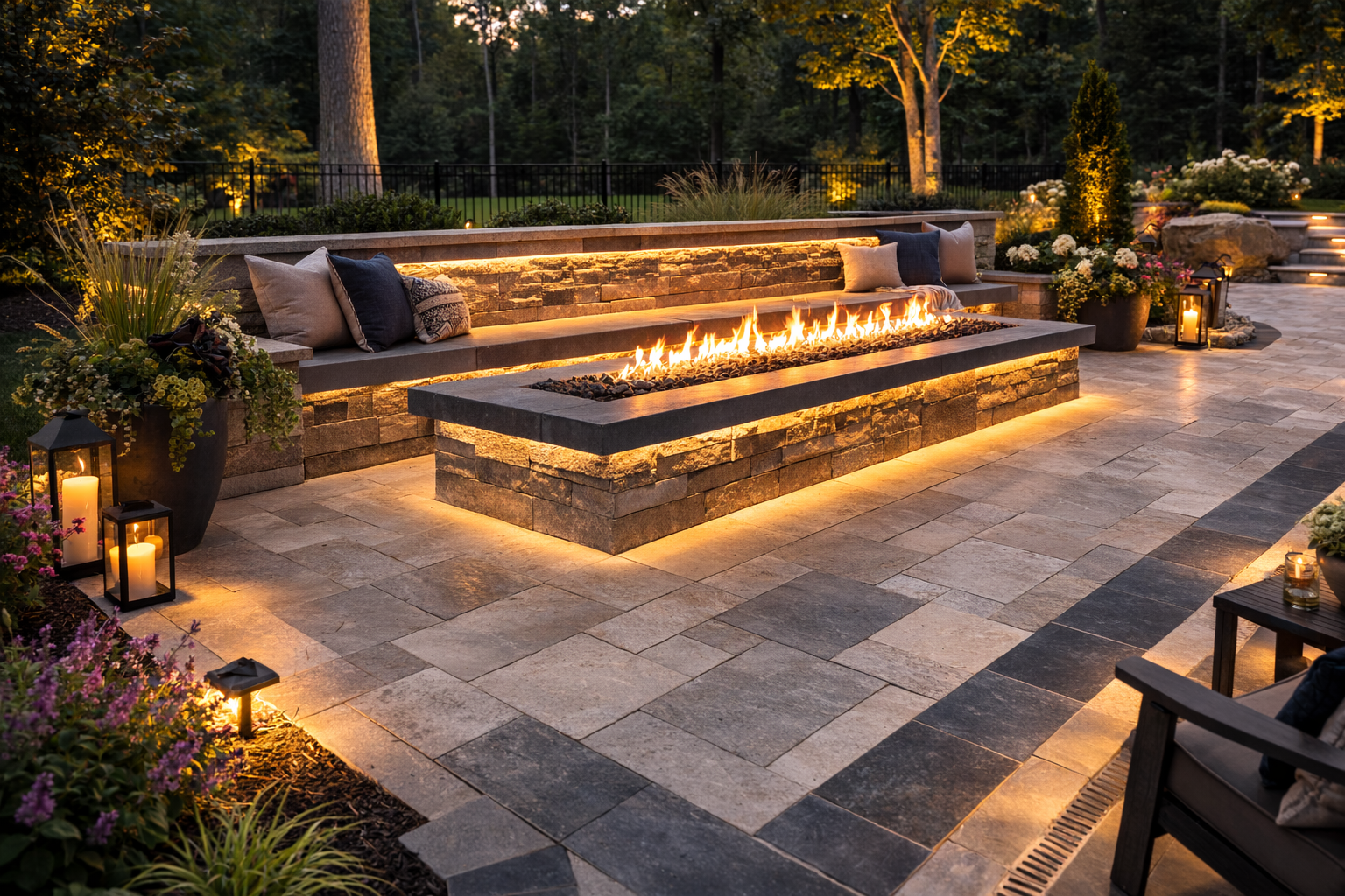 Custom fire pit installation in Richmond VA